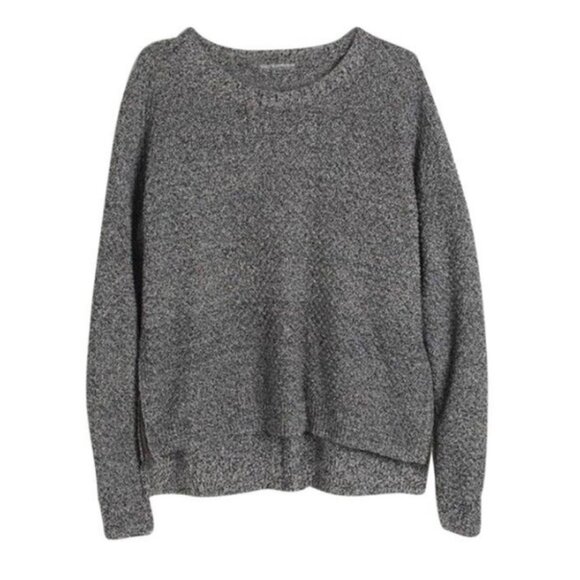 Madewell Landmark Texture Knit Sweater Marled Black Size XS Crew Neck Zipper Top - Picture 12 of 12